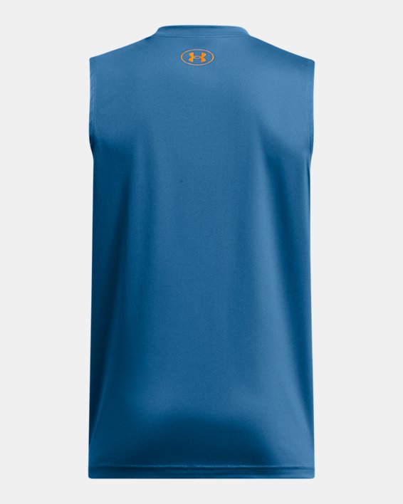 เสื้อกล้าม UA Tech™ Hybrid Print Fill สำหรับเด็กผู้ชาย in Blue image number 1